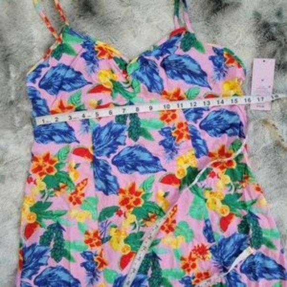 New Wild Fable Pink Tropical Fruit Mini Halter Tie Neck Dress Women's M Colorful - Picture 7 of 10